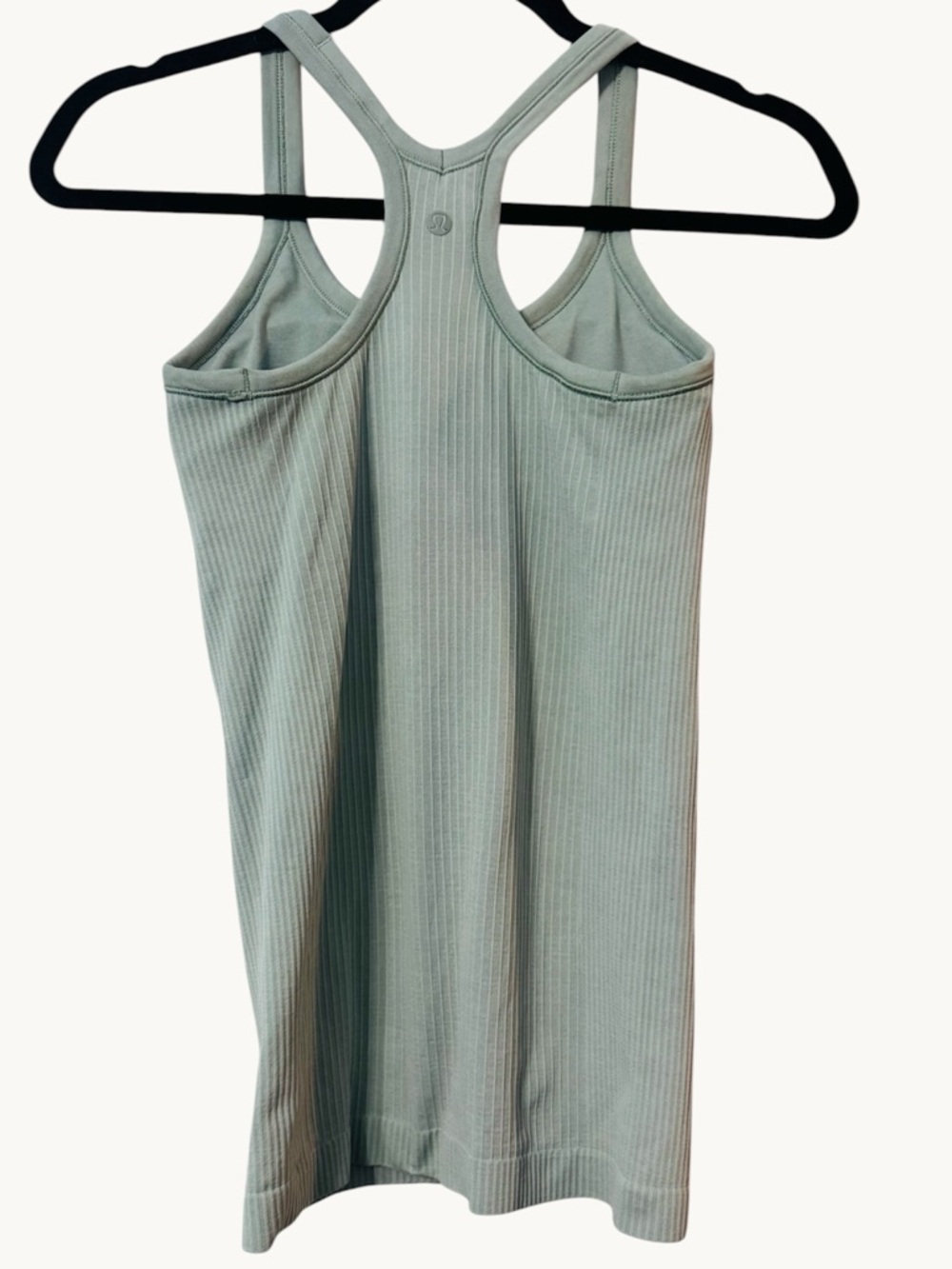 Lululemon Tank Size 4 Sage Green Ribbed Shelf Bra Seamless Yoga Ebb to Street